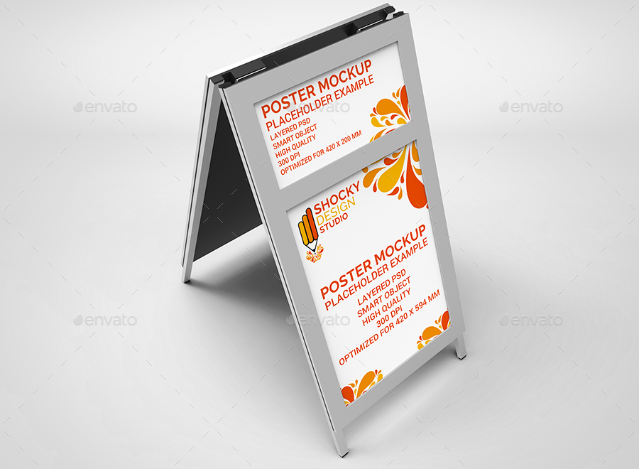 Sidewalk Poster Sign Mockup, Graphics GraphicRiver